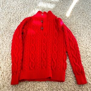 Hope & Henry Boys Red Sweater Cable Knit Sweater with button closure, size small